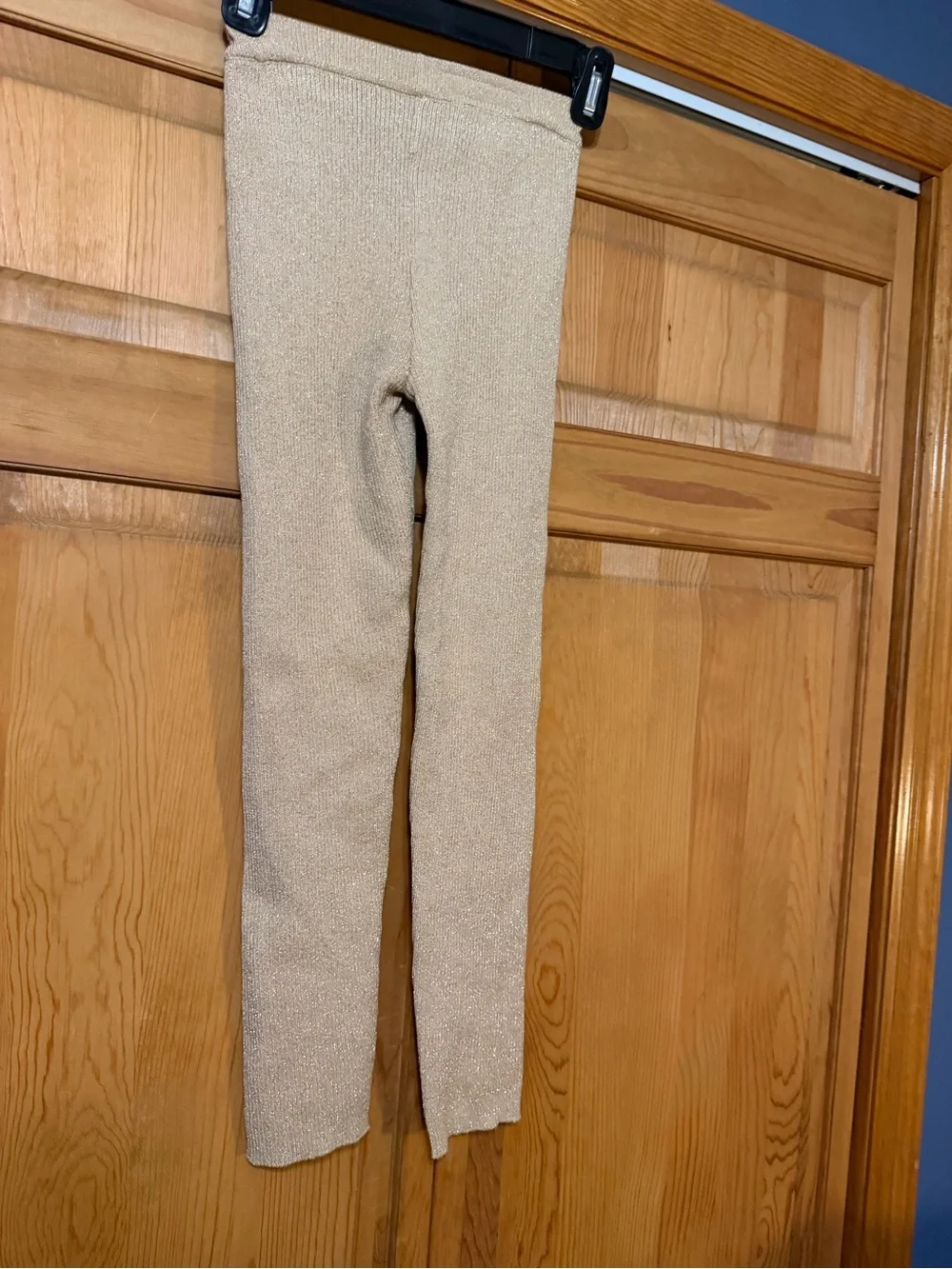 Zara Sparkle Cream Knit Leggings